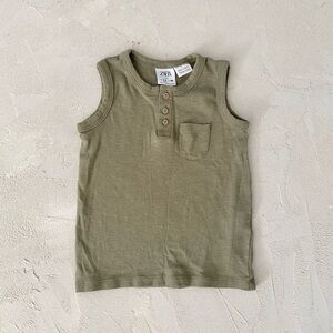 Zara Kids Olive Green Sleeveless Top